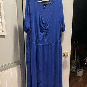 J Jason Wu Plus-Size Royal Blue Maxi Dress V-Neck and Gathered Bodice size 2X